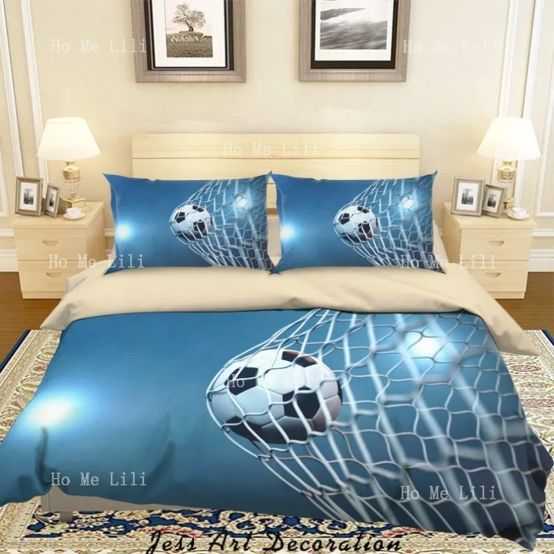 3D комплект пододеяльников для футбола, пододеяльник для футбольных ворот, солнцезащитное белье, синий Doona, черный, двойной, белый