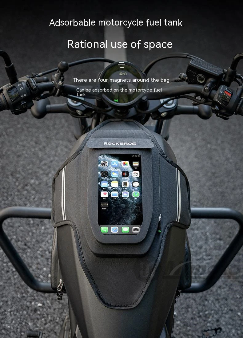 Waterproof Motorcycle Fuel Tank Bag Touchscreen Motocross Oil Tank Bag Anti-slip Motorbike Strong Magnetic Bag Phone Navigation