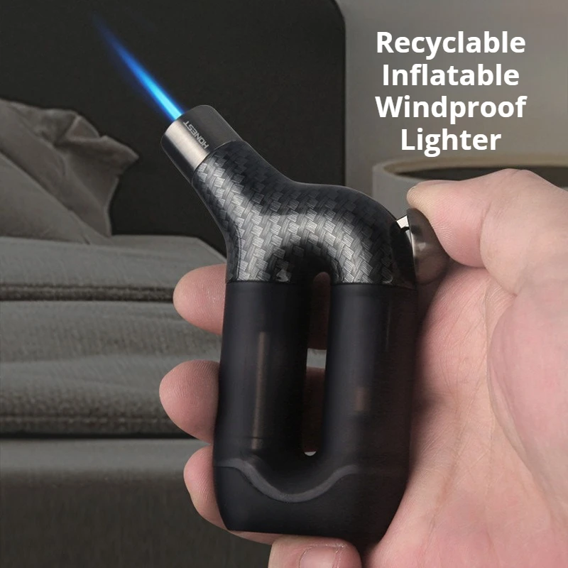 

Creative U-Shaped Torch Lighter,Large Capacity Butane Tank,Windproof Jet Flame Lighter,Unique Desktop Ornament & Pocket Lighter