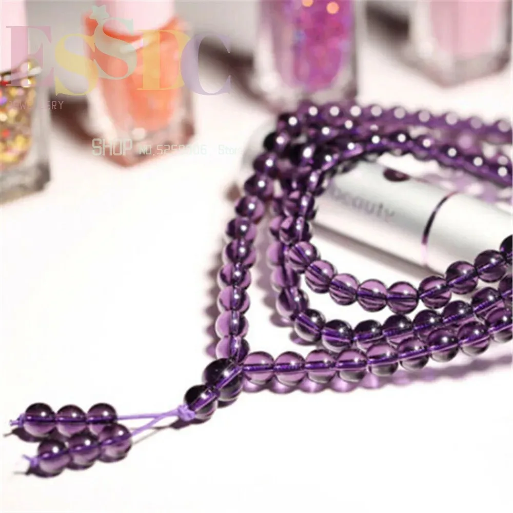 6mm Buddhist Purple Crystal 108 Prayer Beads Mala Bracelet Long Yoga Meditation Necklace Man Women Healing Jewelry Wholesale