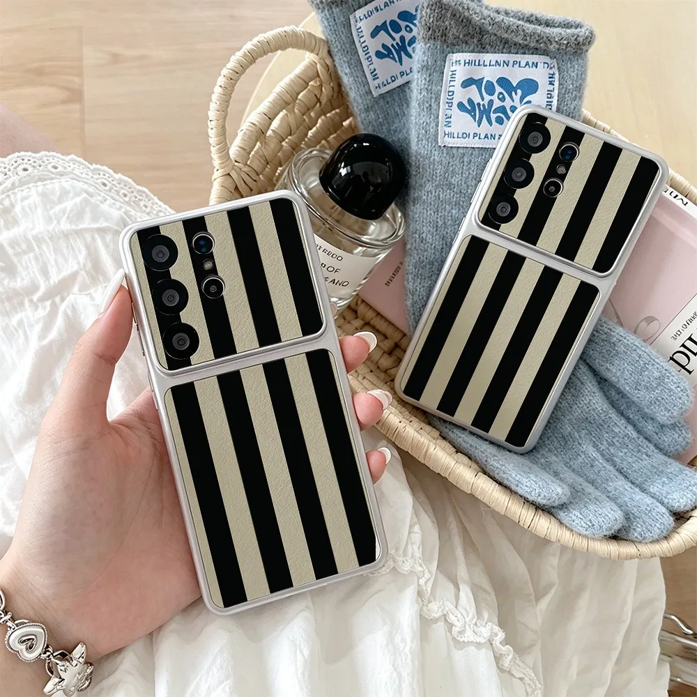 Fragola Neutral Beige Stripes Phone Case For Samsung Galaxy S26 S25 S24 S23 S22 S21 S20 FE Plus Ultra 5G Skin texture