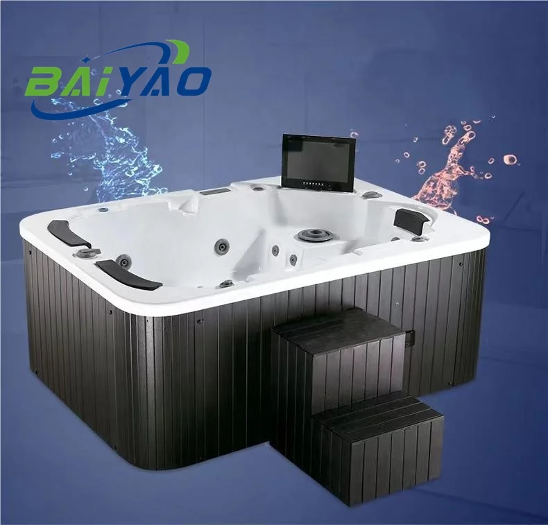 

Yacusy Outdoors Modern Style 3-Person Hydrotherapy Acrylic Hot Tub Spa Bathtub Jacuzzier With Massage Function-for Hotels
