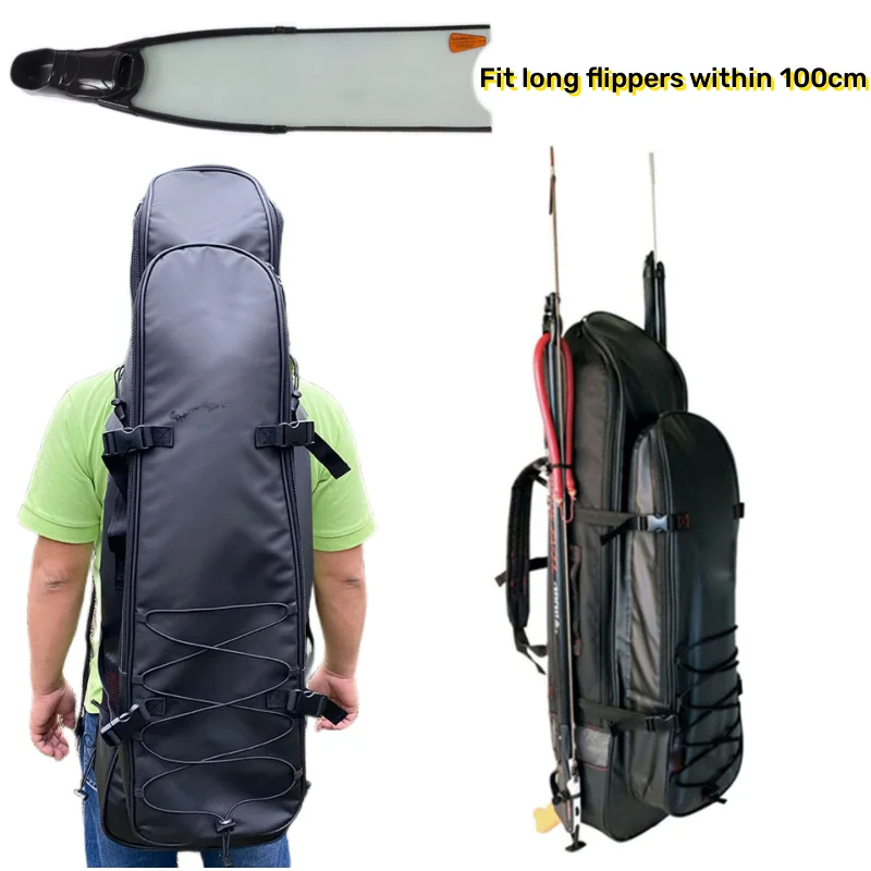 Freediving Backpack Spearguns Spearfishing Longfins Free Diving Bag with Insulated Cooler Compartment Long Flipper Equipment Bag