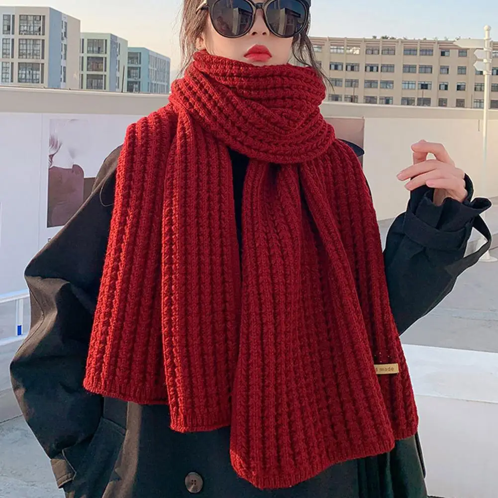 

Knitted Scarf For Women Winter Solid Color Long Warm Shawl Women's Warm Knitted Spring Unisex Thickened Warm Winter Scarf