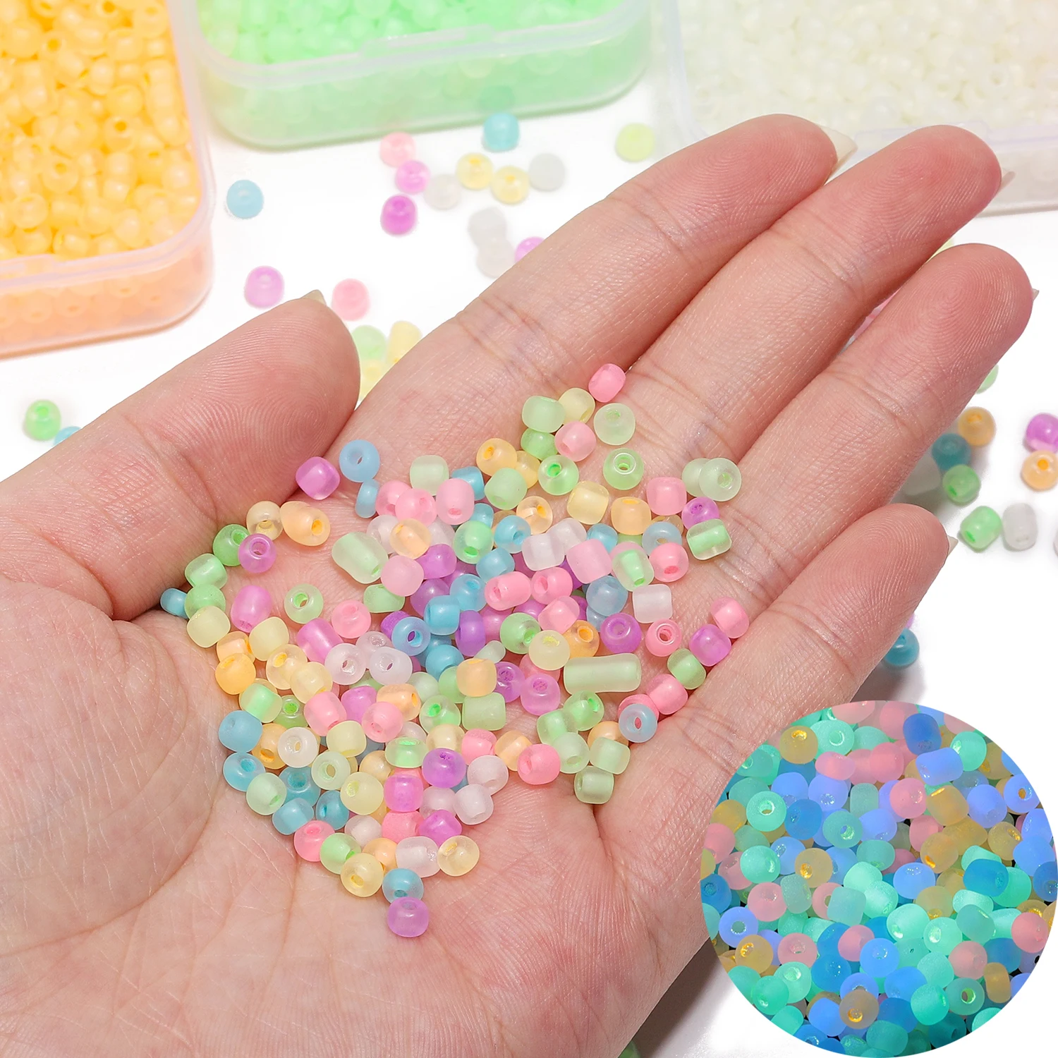 350Pcs 4mm Luminous Czech Glass Seed Beads Boxed Multicolors Tiny Loose Beads For Jewelry Making Supplies DIY Bracelet Accessory