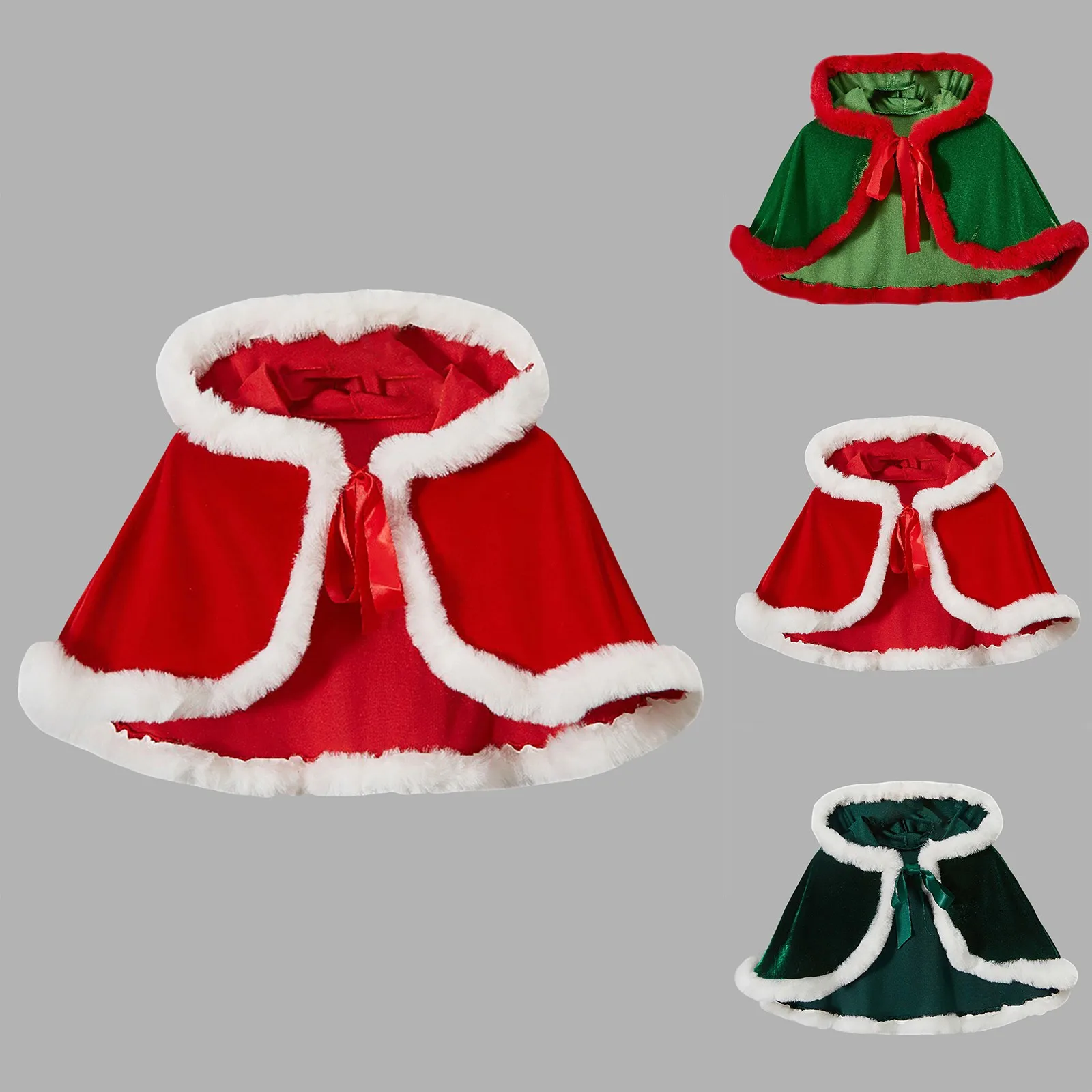 Temperament Shawl Womens Christmas Fashion Cape Santa Costume Velvet Hooded Shawl Cloak Xmas Party Outfit For Women Accessories