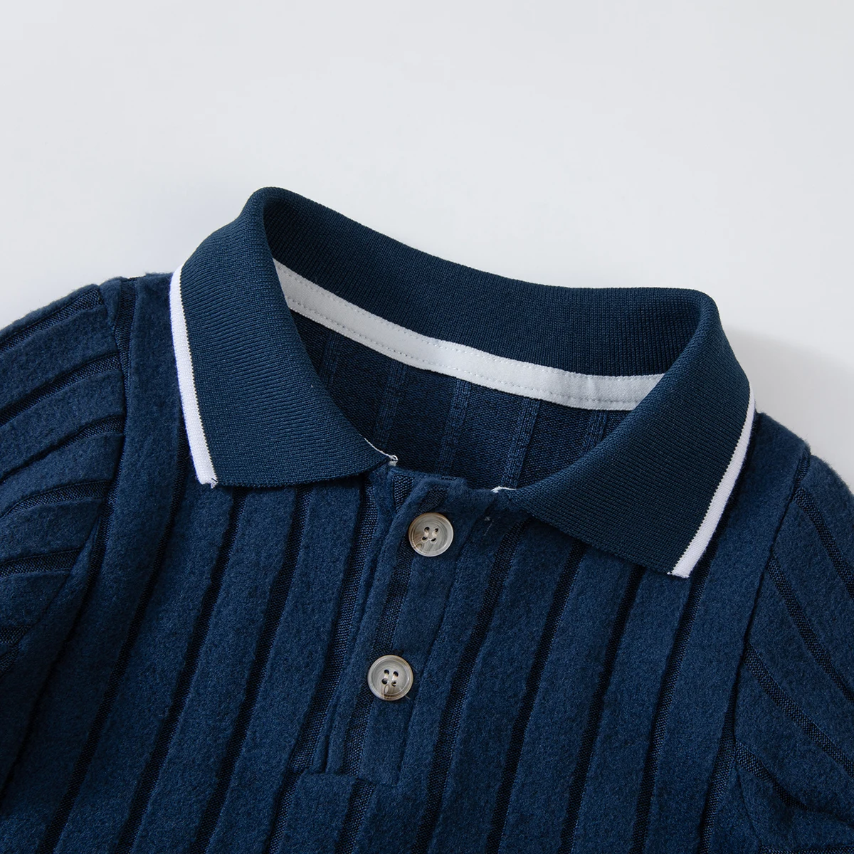 Trajes de pantalones de solapa de manga larga para niños, conjunto de dos piezas con botones y cuello cálido, traje suave de otoño e invierno para niños