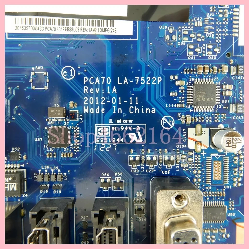 LA-7522P UMA Mainboard For ASUS ET2210 ET2210E ET2210I ET2410 ET2410I Laptop Motherboard 100% Tested OK