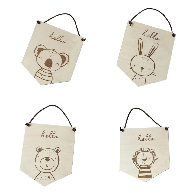 Baby Photography Props Wooden Decor for Children Room Cartoon Animal Wall Decoration 4 Styles for Baby Room