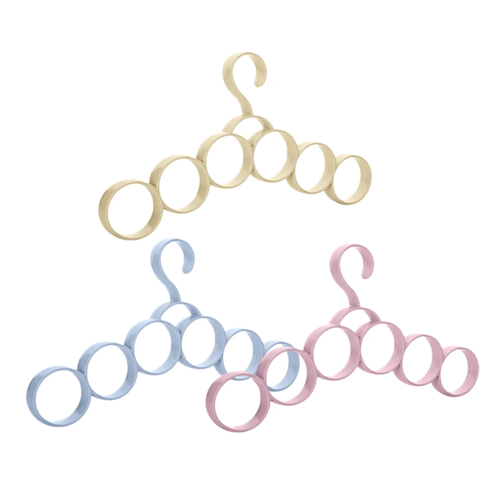 

3Pcs Wardrobe Clothes Hanger Heavy Duty PP Build 6 Circle Space Saver for Ties Belts Scarves Jackets Closet Organization Home