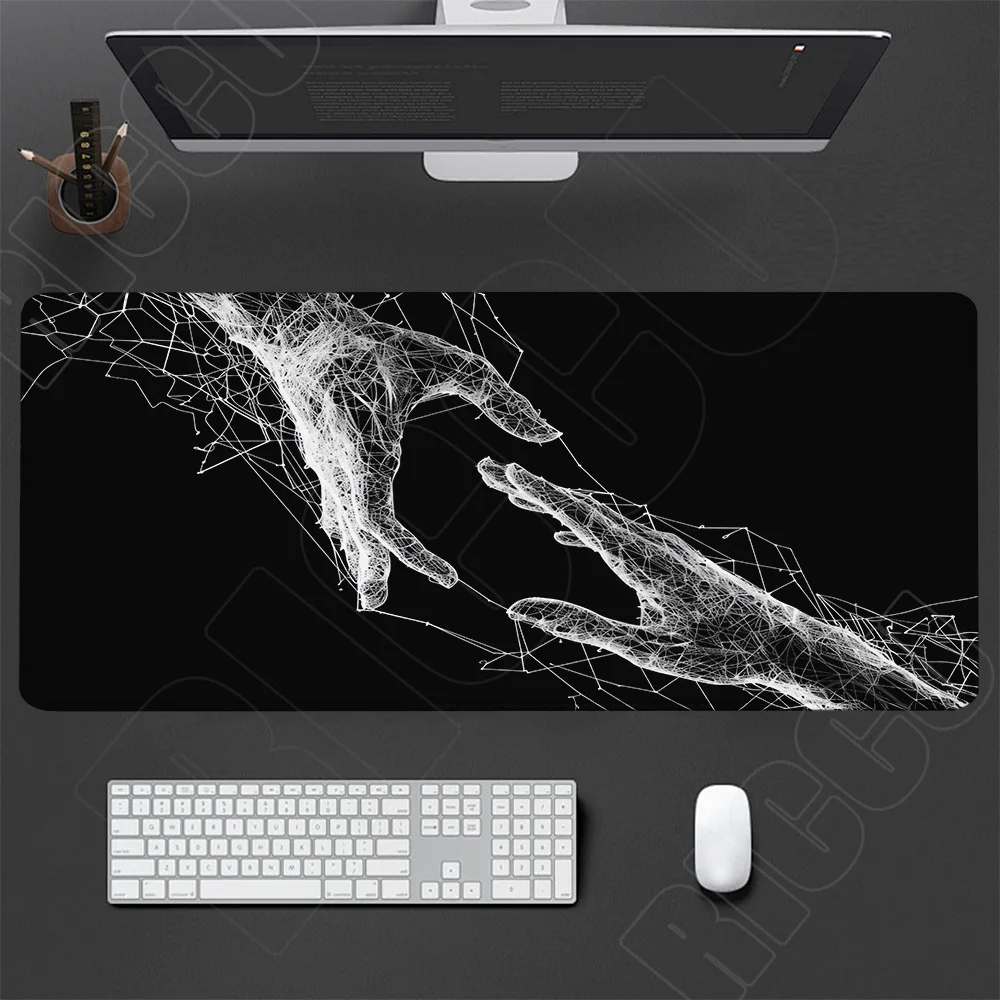 XXL HD Großes Schwarz-Weißes Gotisches Handgefertigtes Mauspad PC Gaming Home Office Setup Laptop Tastaturunterlage Esports Schreibtischunterlage Gamer-Teppich – Detail 10