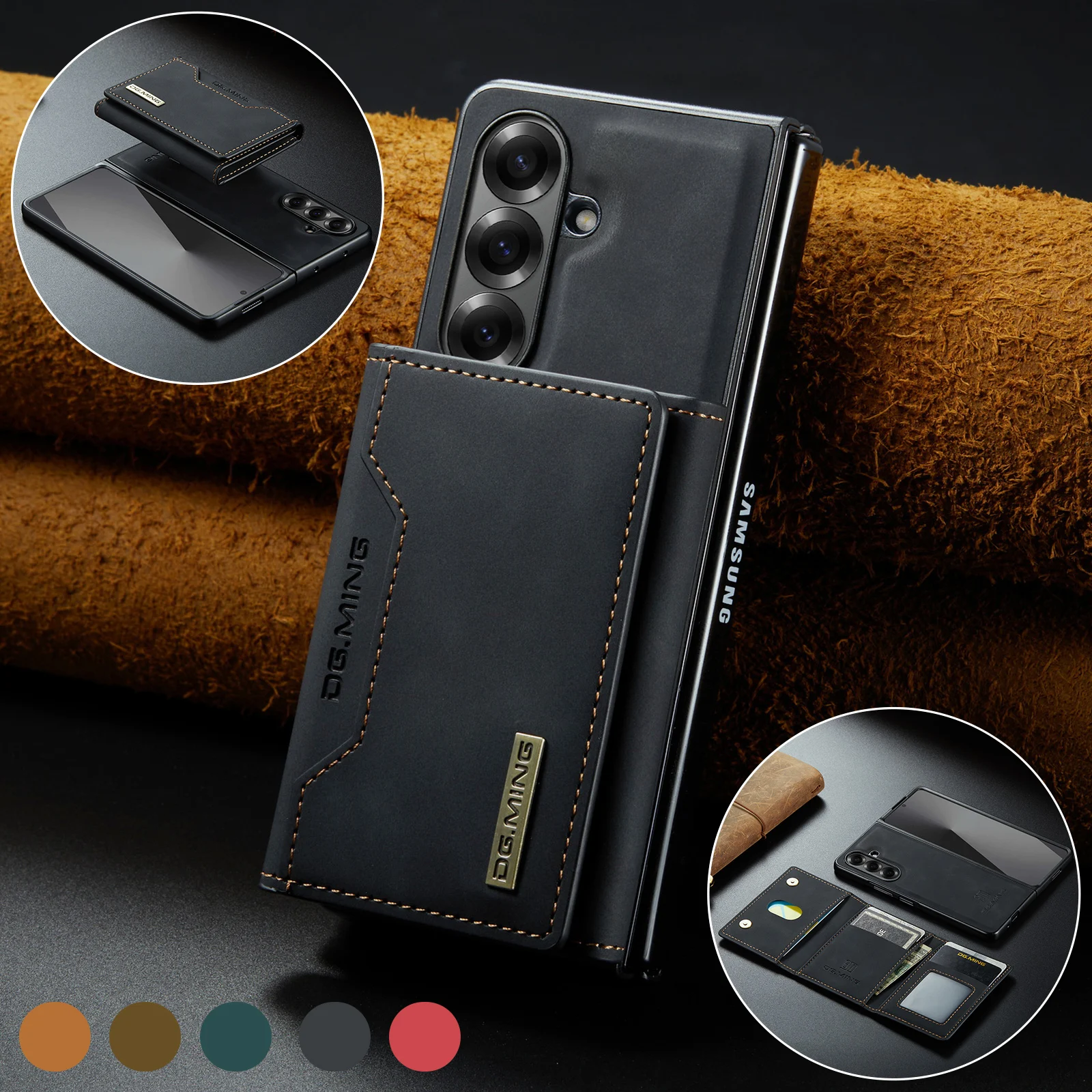 2-in-1-Magnethülle für Samsung Galaxy Z Fold 7 6 5 4G 5G 2025, Brieftasche, Leder, Kartenhalter, Taschenabdeckung