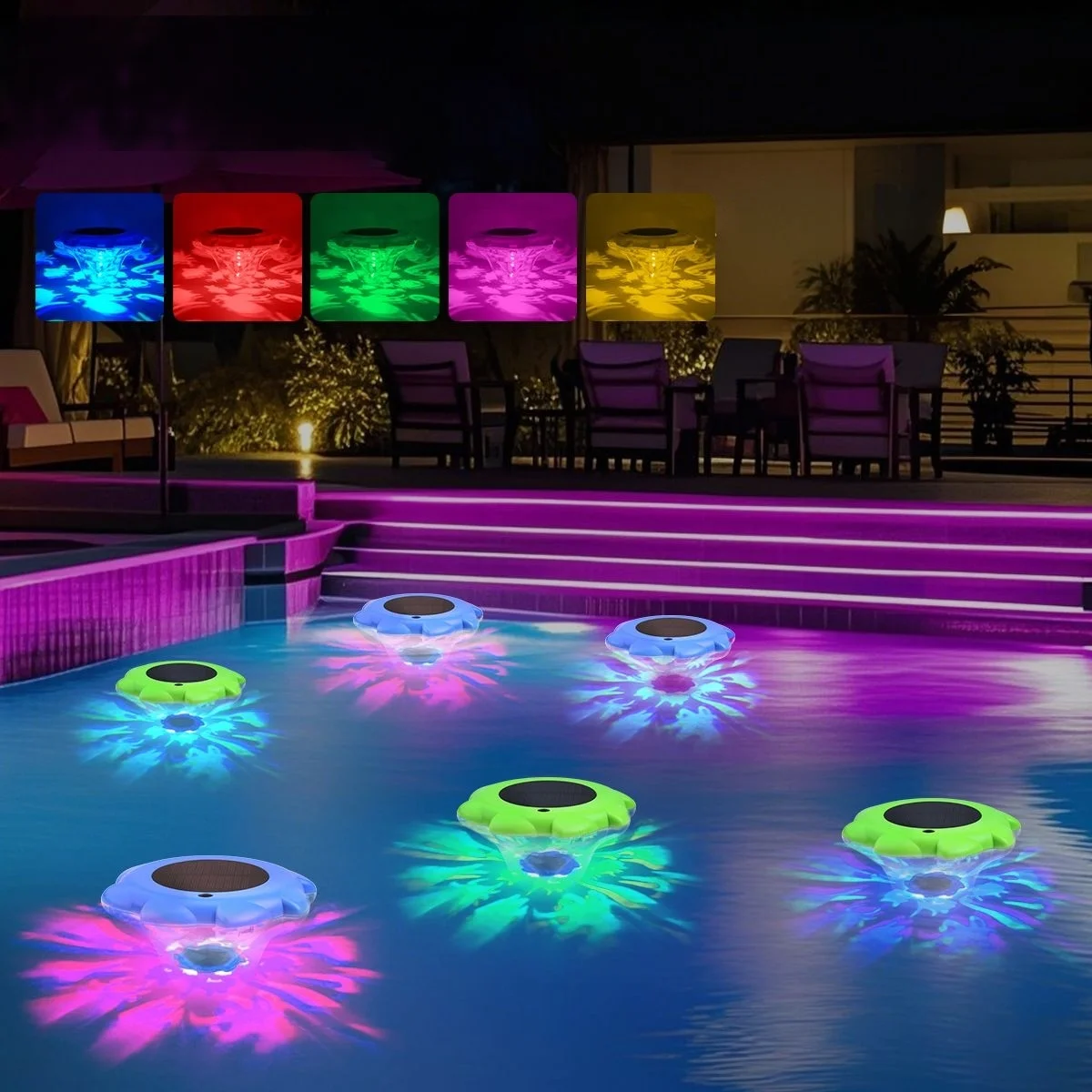 Solar Powered Floating Pool Lights Color Changing LED Lamps Intelligent Sensor for Swimming Pool Pond Garden Party Outdoor Decor