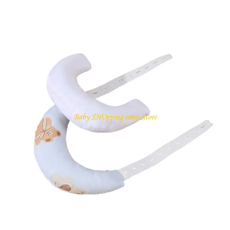 غطاء قابل للإزالة 23GD وسادة للرضع بنمط كرتوني من القطن على شكل أهلة لدعم الرقبة من القماش المسامي، فراش نوم آمن