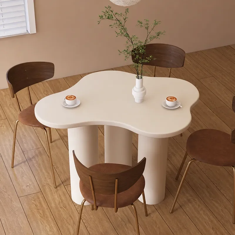 Cloud Solid Wood Dining Table Modern Simple Wabi Sabi Style Small Apartment Household Commercial Bath Negotiation Leisure