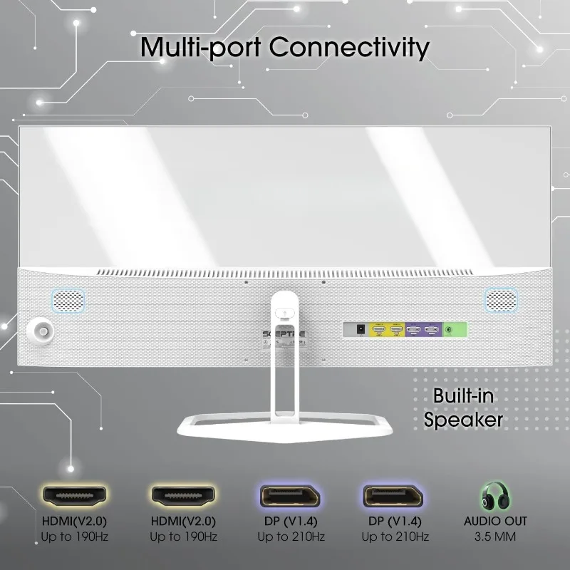 شاشة ألعاب IPS مقاس 30 بوصة 2560 × 1080 DisplayPort x2 x2 حتى 210 هرتز 1 مللي ثانية مكبرات صوت مدمجة واسعة للغاية/نحيفة، Tesla-W