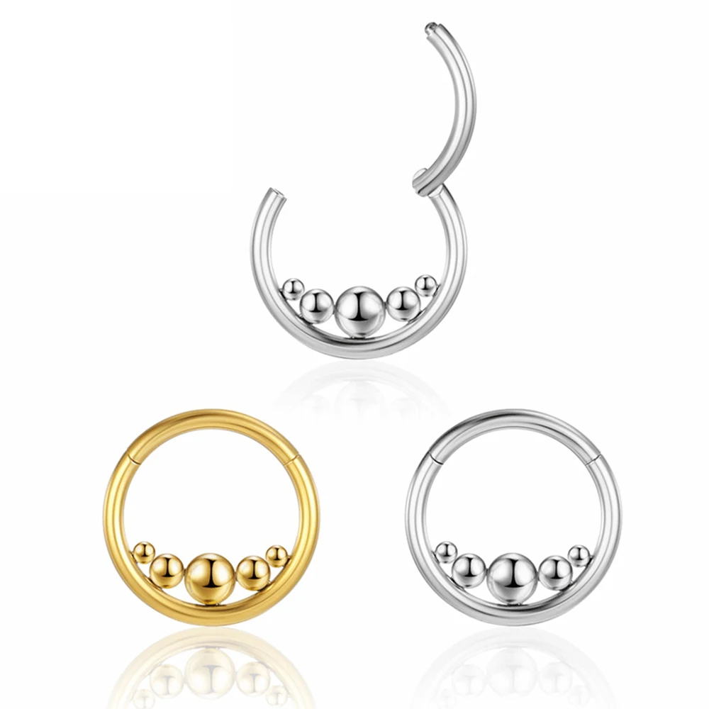 ASTM F136 Titanium Piercing Clicker Segment Hoop Nose Rings Earrings Round Nose Septum ragus Cartilage Helix Lip Ear Piercing