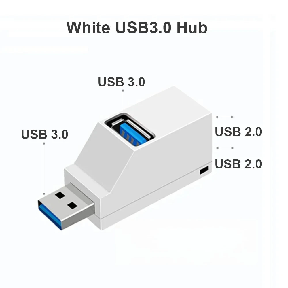 For PC Laptop USB/Type-c 3.0 HUB Adapter Extender for USB 3.0 Card Reader Hi-Speed USB 2.0 Mini Splitter Box 1 To 3 Ports