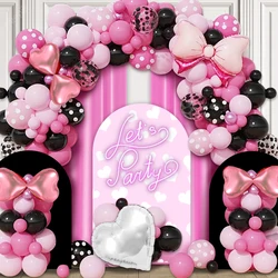 Pink and Black Bow Princess Theme Balloon Party Arch Balloon Chain Kit, 120 Pieces Pink Bow Foil Balloons Suitable for Holiday Celebrations, Weddings, Bridal Showers, Birthdays, Anniversaries, Indoor and Outdoor Decorations
