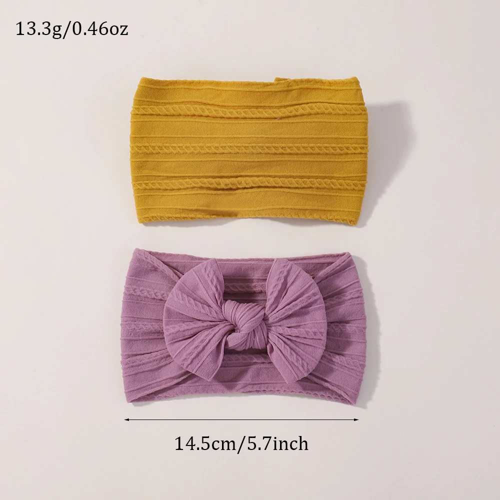 12pcs Baby Bows Headbands Set for Girls - Cable Knit Elastic Turban Hair Bands Soft Nylon Kids Headwear Hair Accessories