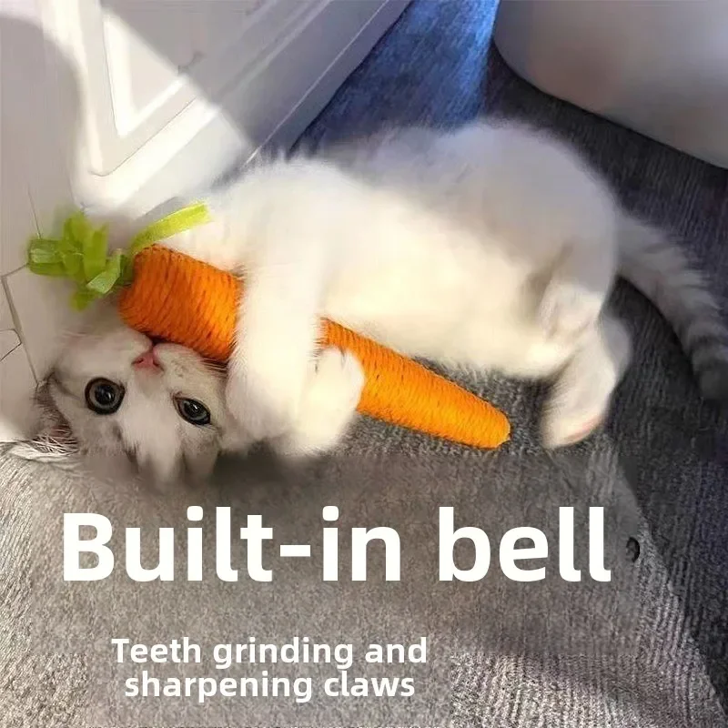 New Cat Toy Carrot, Bite-resistant Built-in Bell Grinding Stick Toy, Stuffy Kitten Pet Supplies