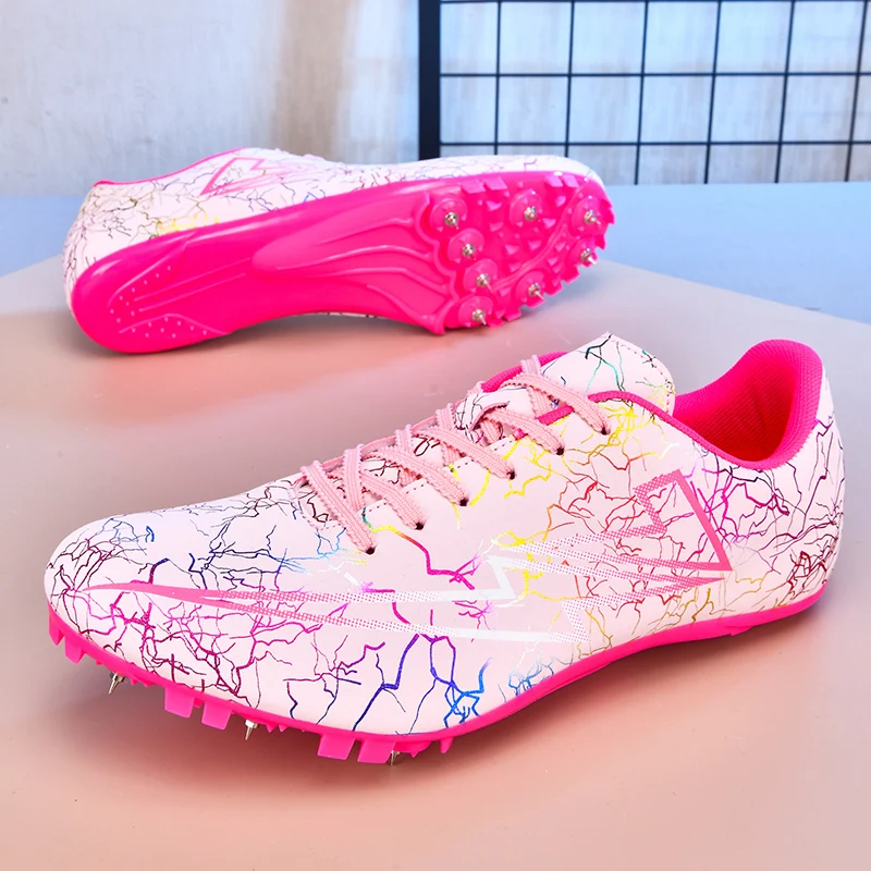 

Professional Spikes Running Shoes For Men 2025 Pink 8 Nails Tracking Shoes Woman Outdoor Training Speed Athletics Sneaker Male