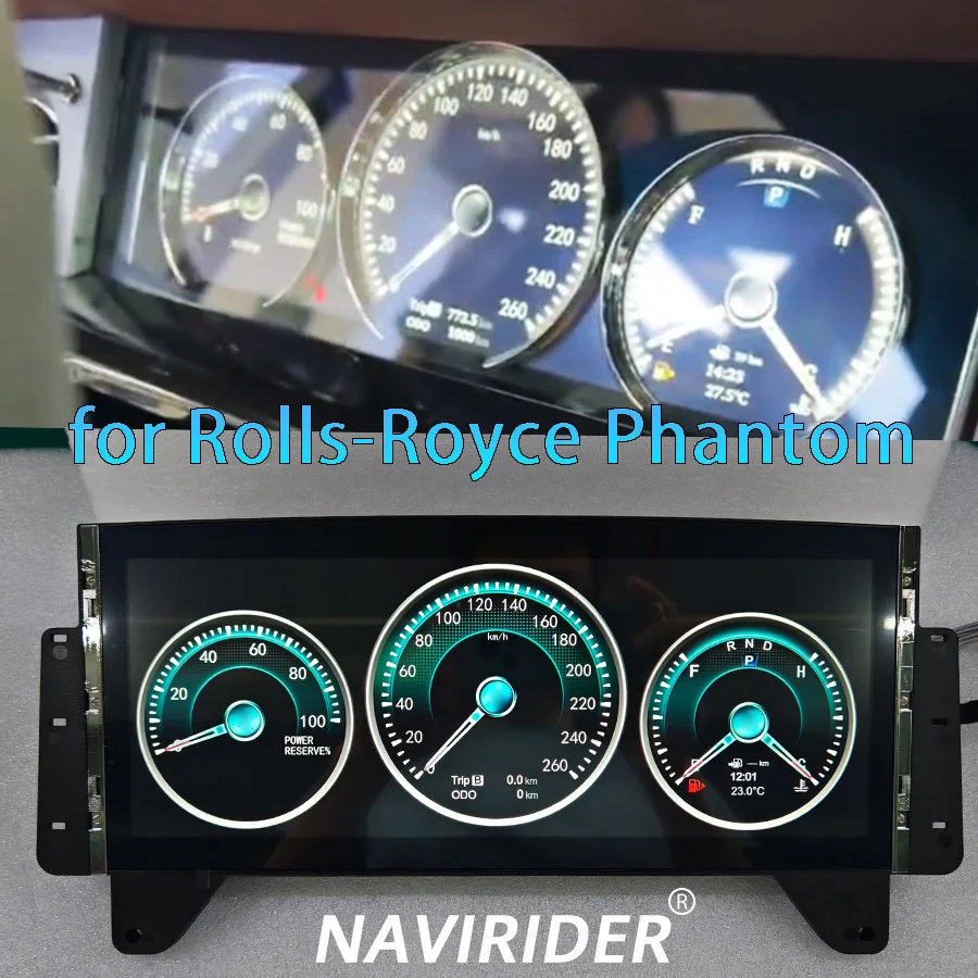 

Для Rolls Royce Phantom 2004-2013 12,3-дюймовый автомобильный ЖК-дисплей приборной панели, карта, несколько красочных UI, высокий дисплей, левый руль
