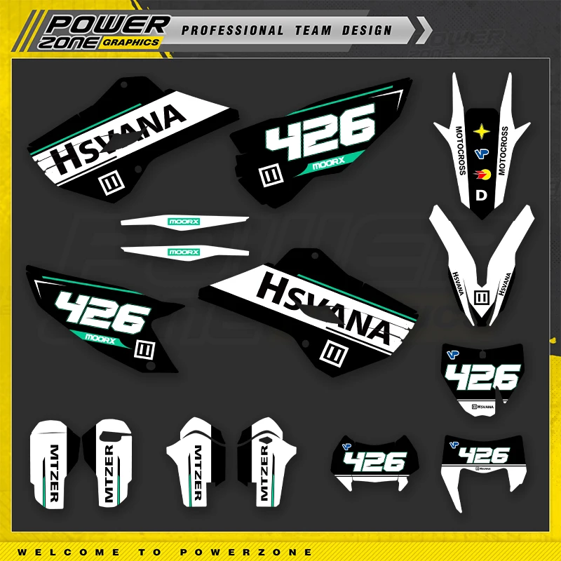 PowerZone Custom Background Graphics Decals Stickers Kit For Husqvarna Decal  2014-2015 TC FC 2014 2015 2016 TE FE 125-450CC 10