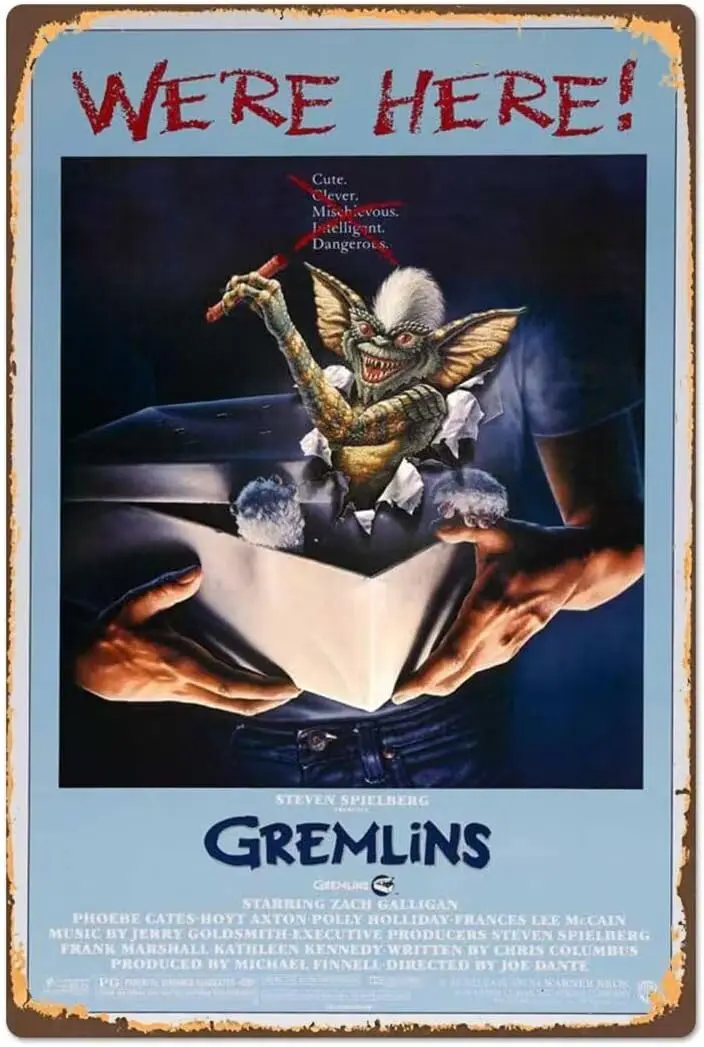 Gremlins Vintage Movie Posters Were Here! Wall Decor Art Plaque for Family Cinema Bedroom Office Living Room Kitchen 12x8 Inc