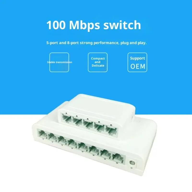 5 Port/8 Port 100Mbps Ethernet Fast Switch RJ45 Multi-port Data Network Switch Smart Hub Internet Injector Adapter