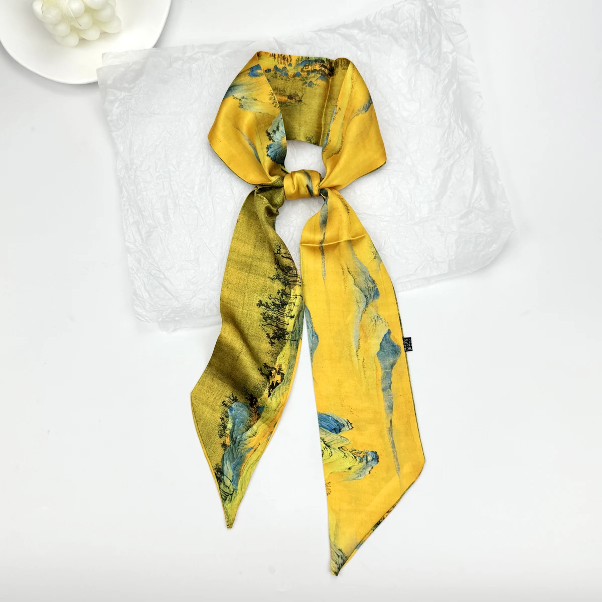 New Ribbon Silk Long Scarf Women Skinny Hair Neck Tie Scarves Oil Painting Print Ladies Bag Handbag Handle Hair Wraps Head Band view 5