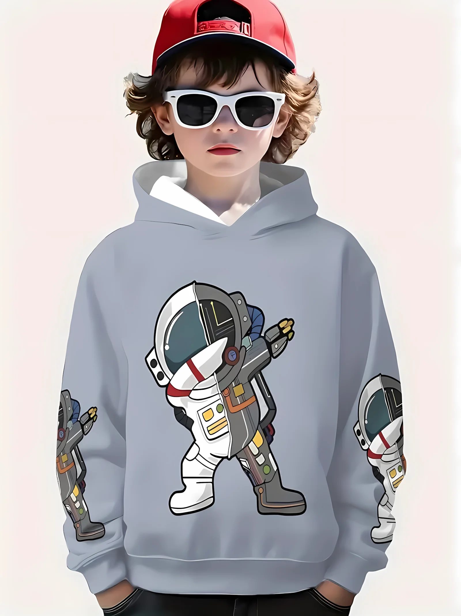 

The 2025 autumn new comfortable children's hoodie with 3D astronaut pattern printed comfortable and soft pullover