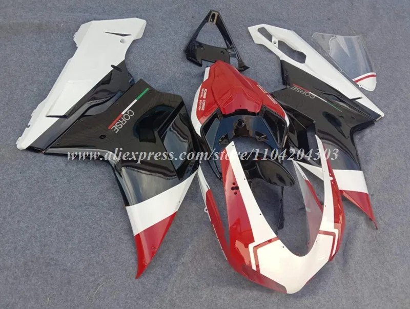 4Gifts New ABS Motorcycle Whole Bike Fairings Kit Fit For Ducati 848 evo 1098 1198 Bodywork Set Custom Red Black White