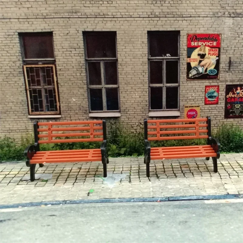 10 sztuk/partia HO N O skala ABS plastikowe DIY Model krzesło siedzisko parkowe do ogrodu kolei kolej kolej układ pociągu zabawka