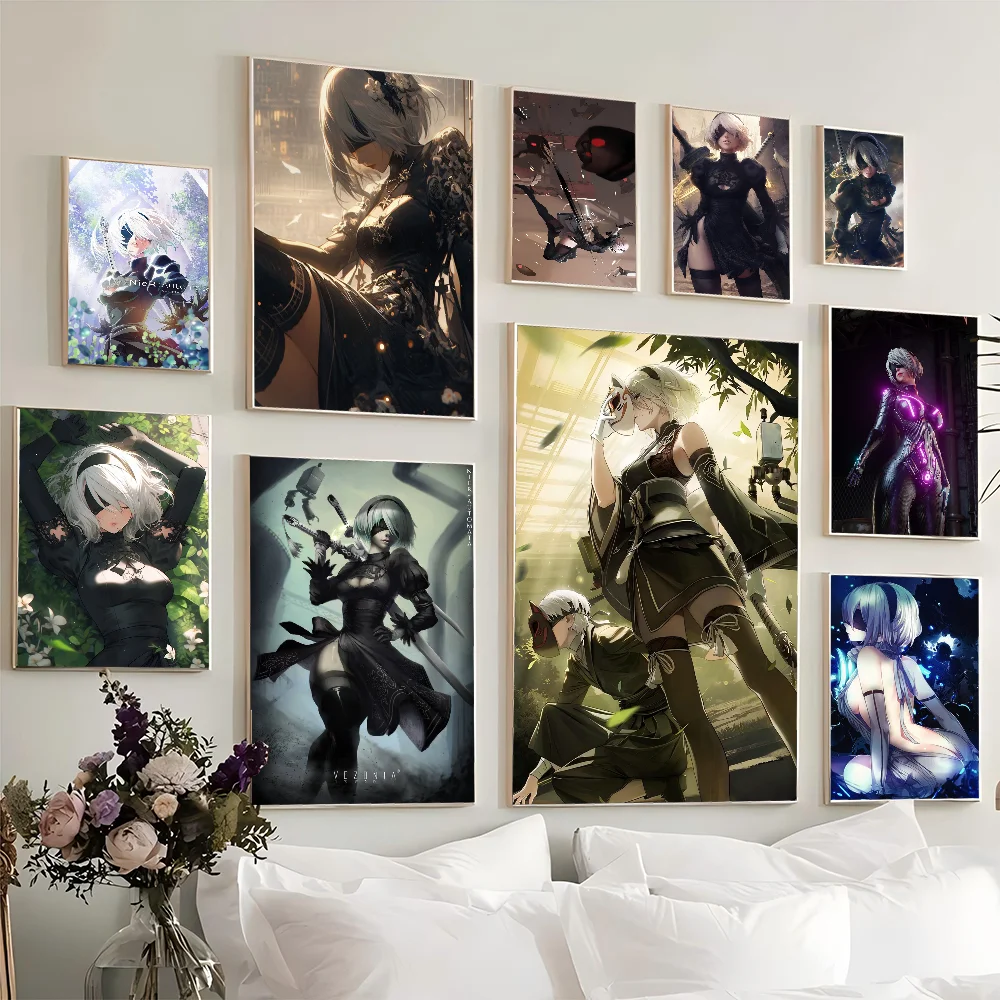 Game Painting Nier Automata Anime Posters Sticky HD Quality Wall Art Retro Posters For Home Kawaii Room Decor