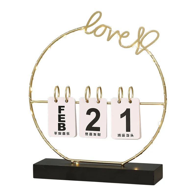 Customized Logo Wooden Heart Calendar with Light for Lovers Couples Personalized Wood Decoration Valentine\'s Day Calendary Gifts