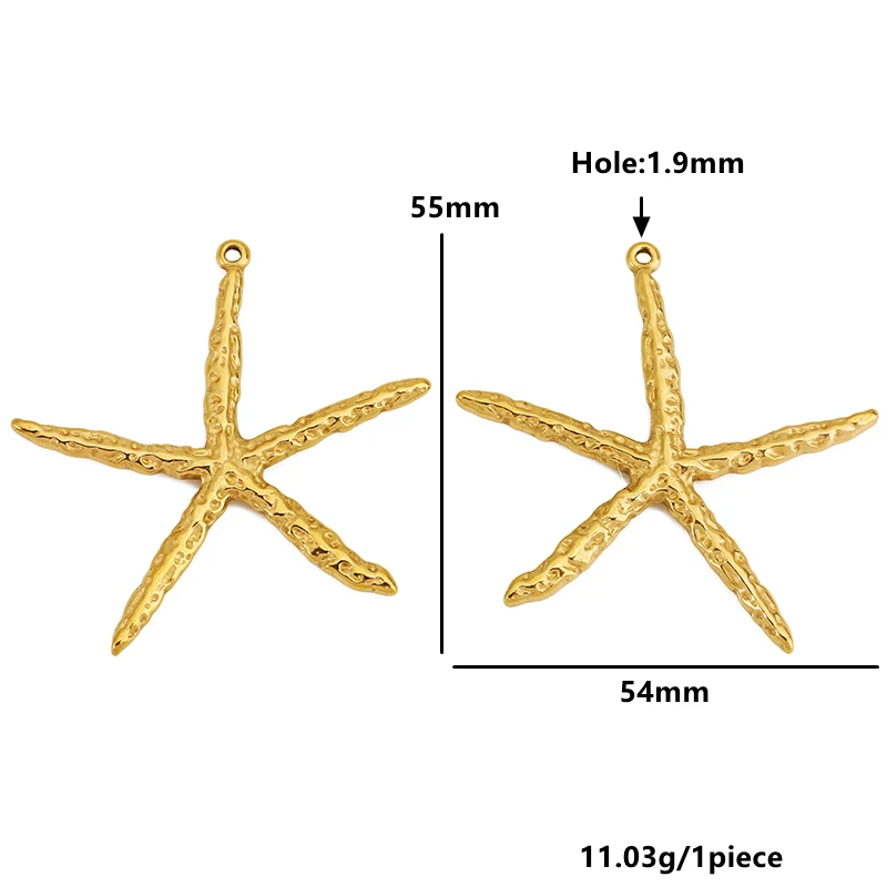 4pcs 스테인레스 스틸 불가사리 참 장식품 목걸이 만들기 바다 생물 바다 스타 공예 펜던트 여성 귀걸이 쥬얼리 액세서리