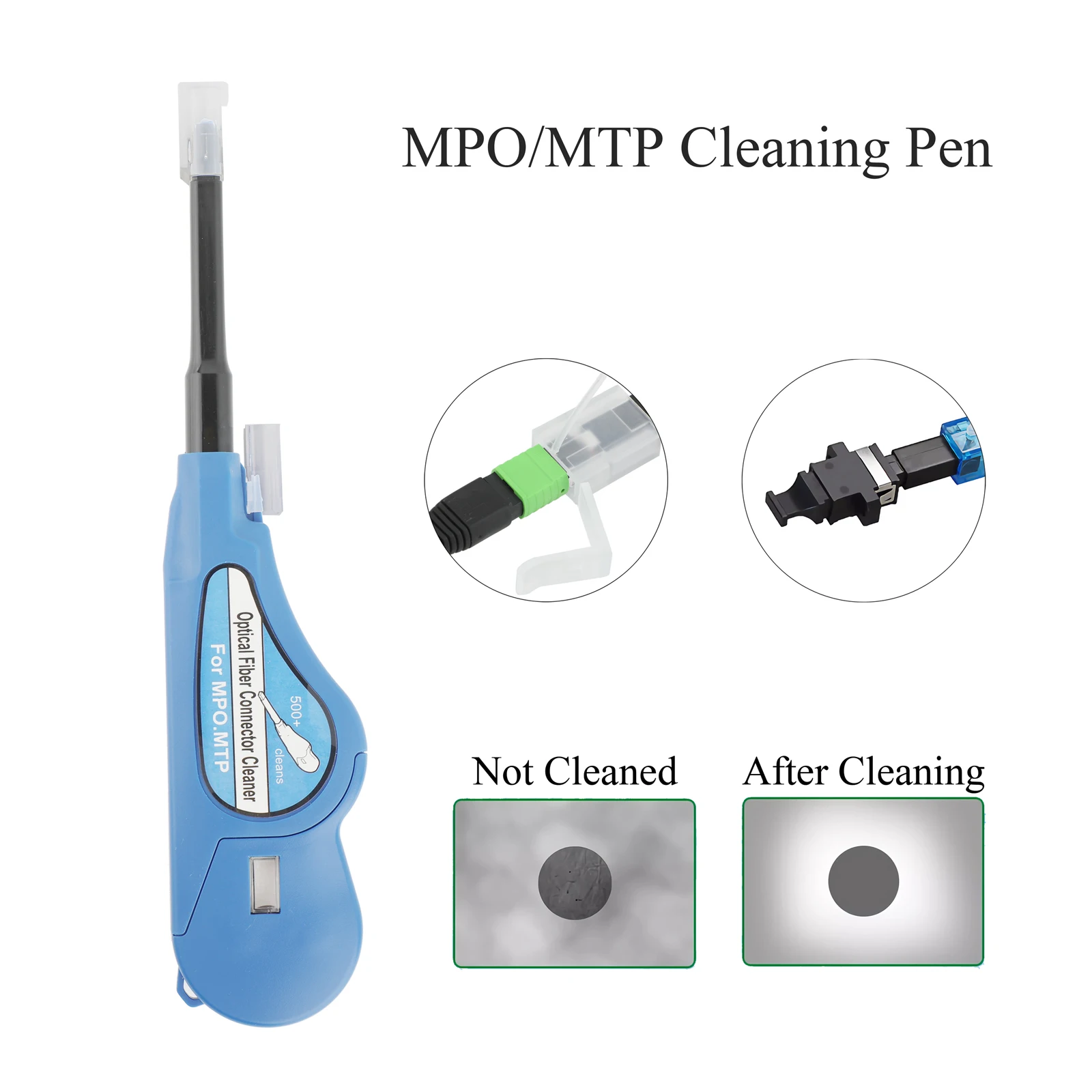 Kit di strumenti per la pulizia della fibra ottica da 11 pezzi, penna per la pulizia della fibra ottica adatta per la scatola di pulizia della fibra del connettore SC FC ST LC MPO/MTP
