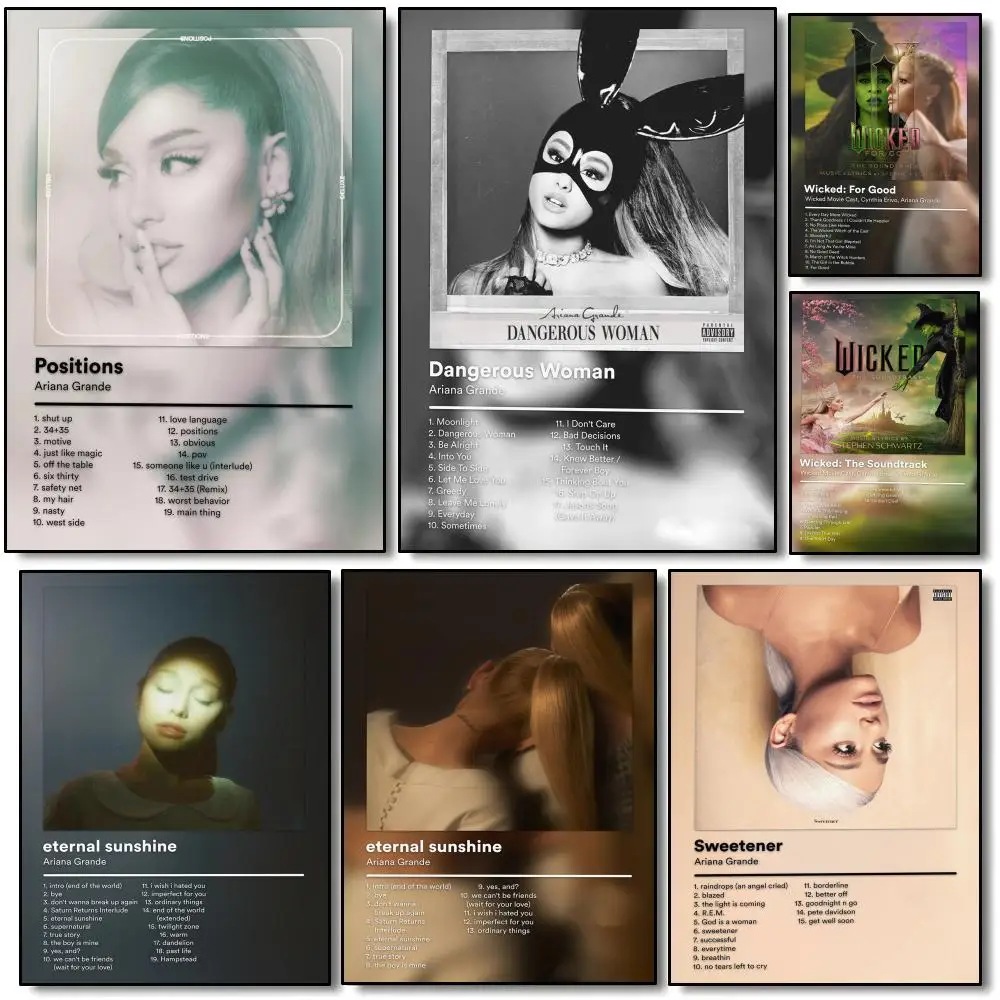 Berühmter Sänger A-Ariana Grande Poster, moderne minimalistische Wandkunstdrucke für Schlafzimmer, Wohnzimmer, Heimdekoration, Inneneinrichtung, Geschenk