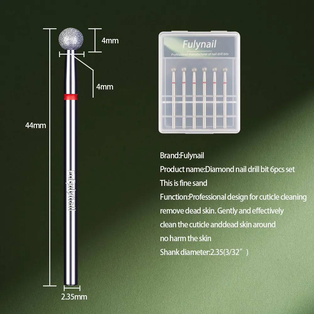 6 pçs/set diamante prego broca manicure rebarba cutícula pele morta limpa fresas elétricas manicure broca acessório