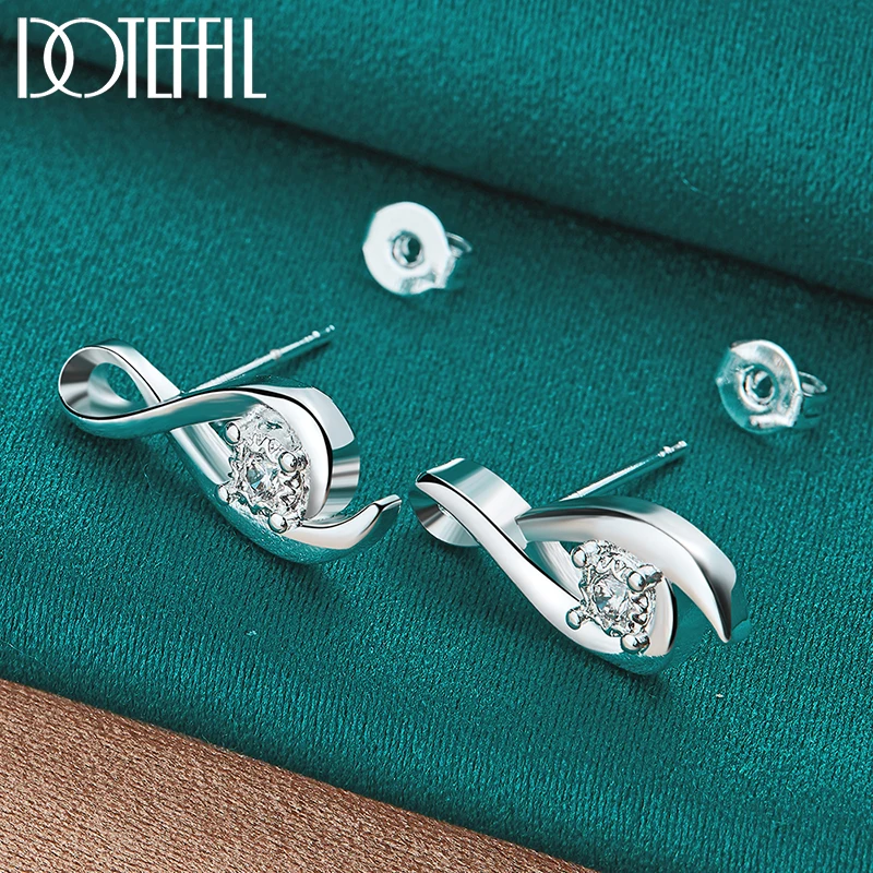 DOTEFFIL 925 Sterling Silver AAA Zircon Stud Earring For Wedding Fashion Woman Charm Jewelry image 5