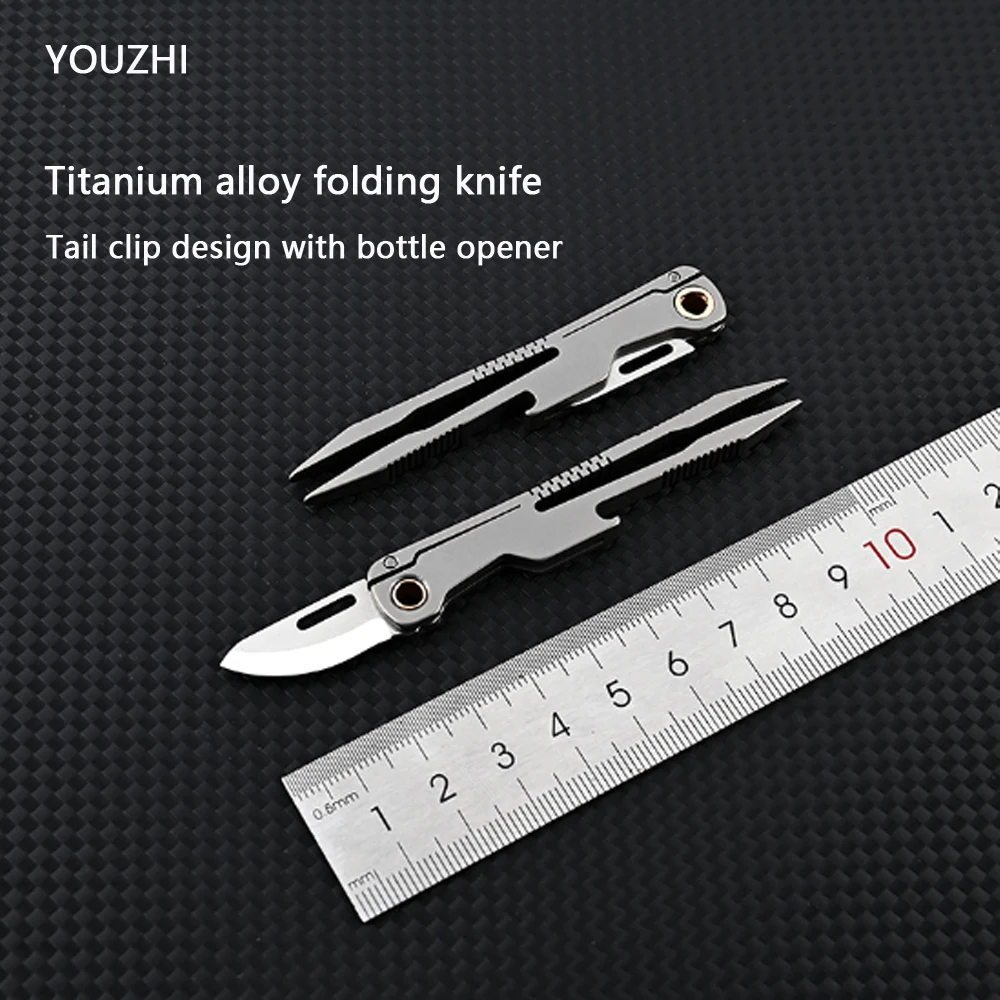 New EDC Titanium Alloy Multifunctional Forceps Folding Knife Medical Outdoor Open Pocket Keychain Knife Titanium Alloy Forceps