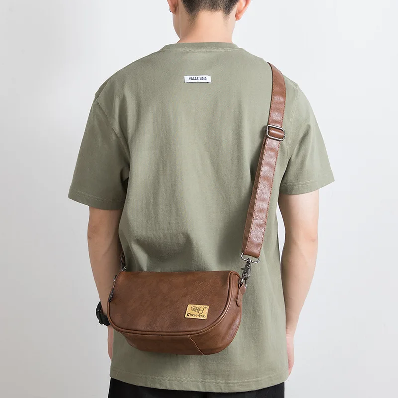 حقيبة كروس للرجال من جلد البولي يوريثان على شكل زلابية ذات سعة كبيرة وحقيبة كتف واحدة كلاسيكية للركاب #4