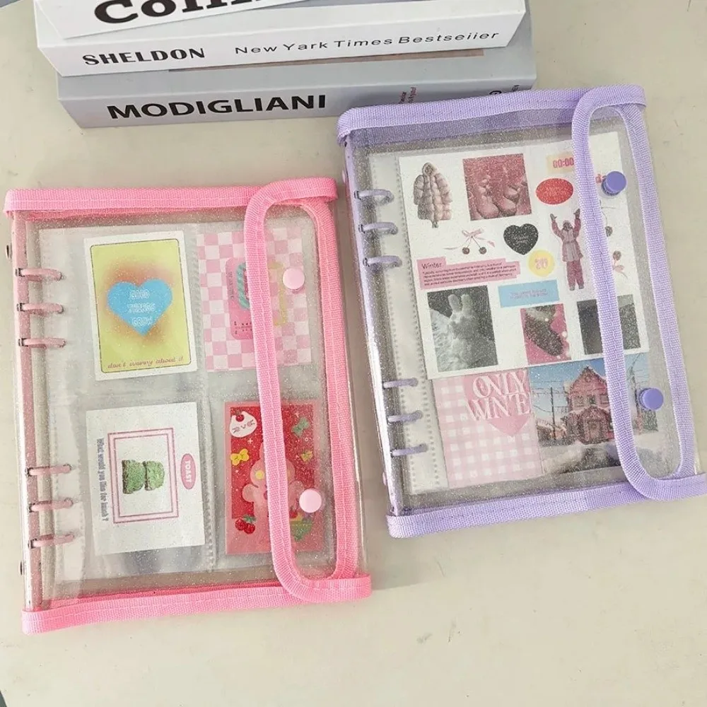 Ins PP A5 غطاء الموثق ورقة فضفاضة DIY ألبوم كتاب مشبك مزدوج كتيب بطاقة صغيرة جمع الصور كتاب