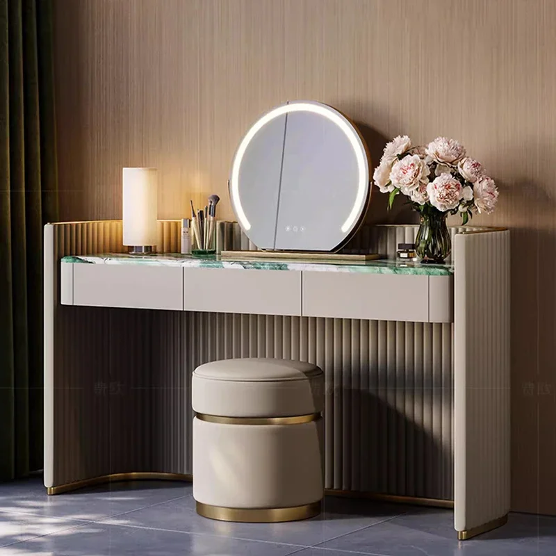 Women Modern Dressing Table Bedroom Drawers Luxury Wood Comfortable Vanity Table Cosmetics White Penteadeira Home Furniture