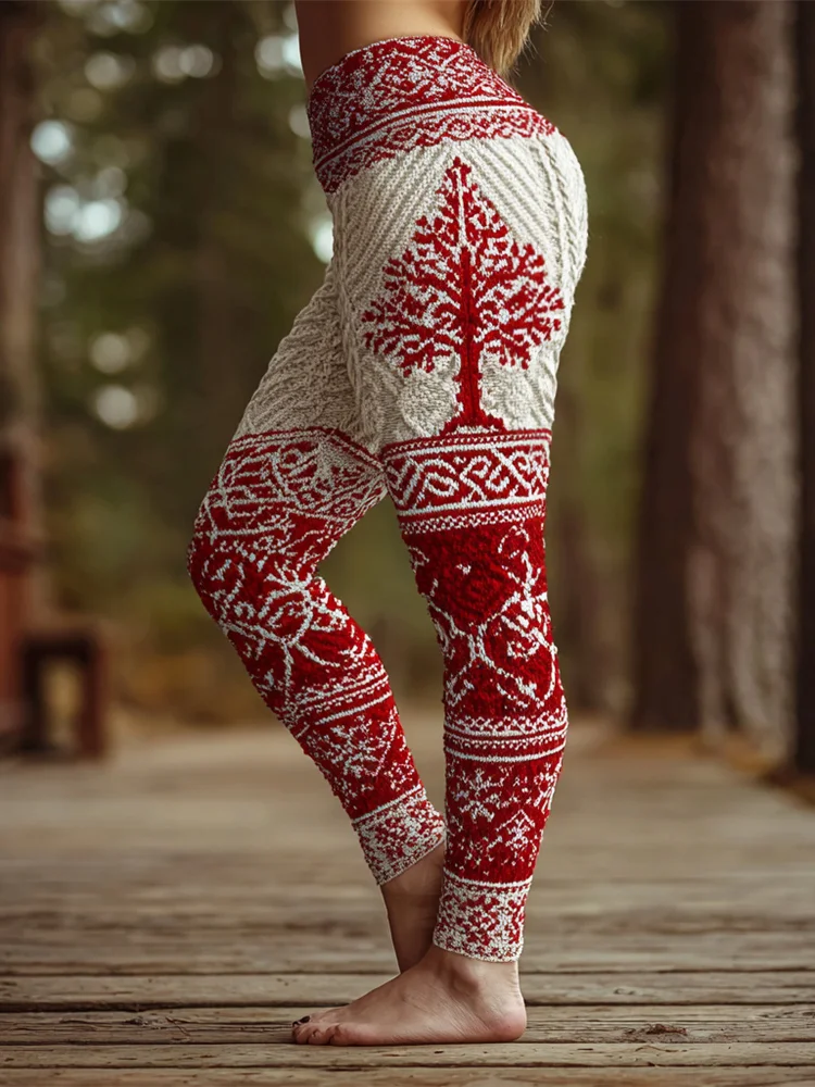 Women Christmas Print Leggings 3D Print Bottoms Christmas Theme Casual Pants Mid-Low Waist Nylon Fabric For Middle-Aged Leggings