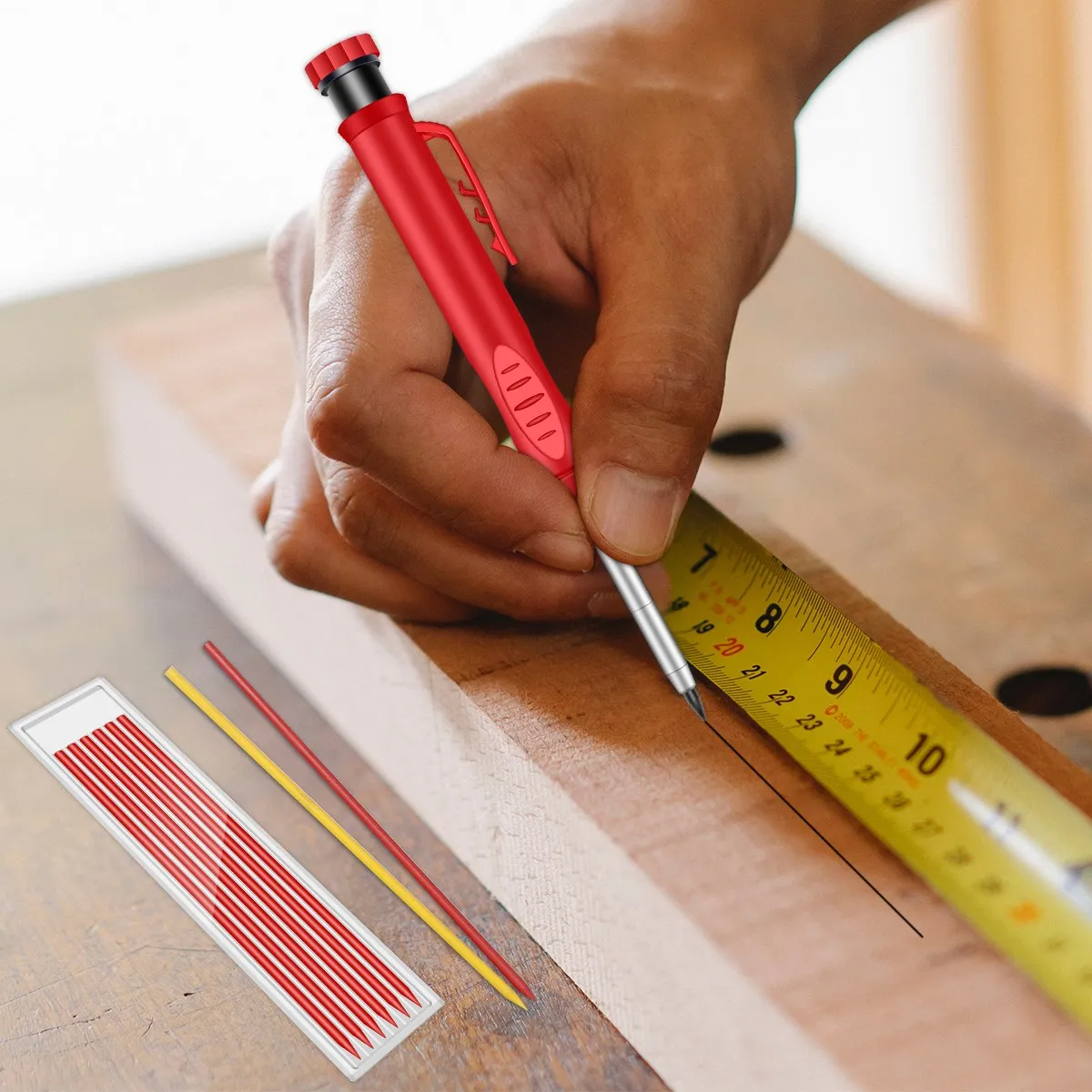 Massiver Tischler Druck bleistift mit Anspitzer 3 Farben Nachfüllen Tischler Markierung schreiber Bauwerk zeuge Holz bearbeitungs werkzeuge