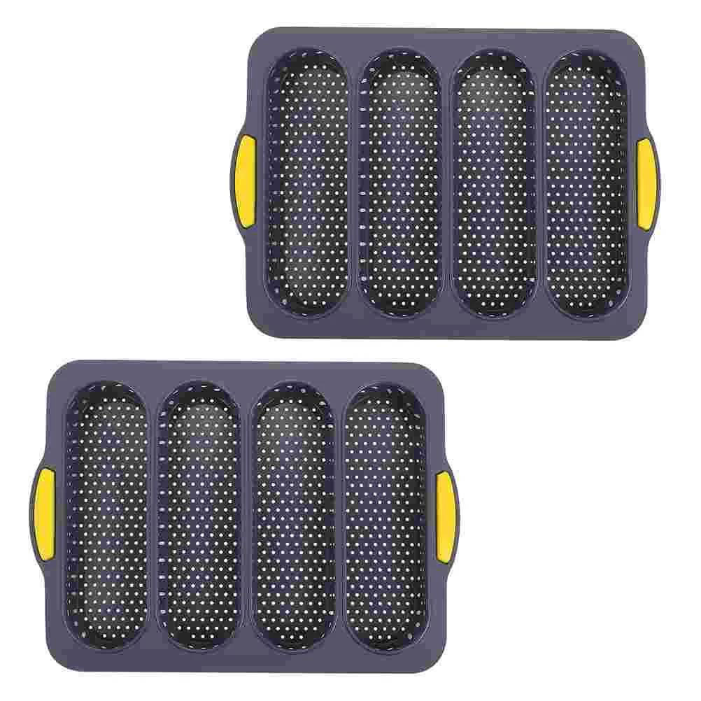 

2 Pcs Silicone Mold Bread Pans Baking for Decorate Dessert Slotted Style Silica Gel Nonstick Tool Cake Supply