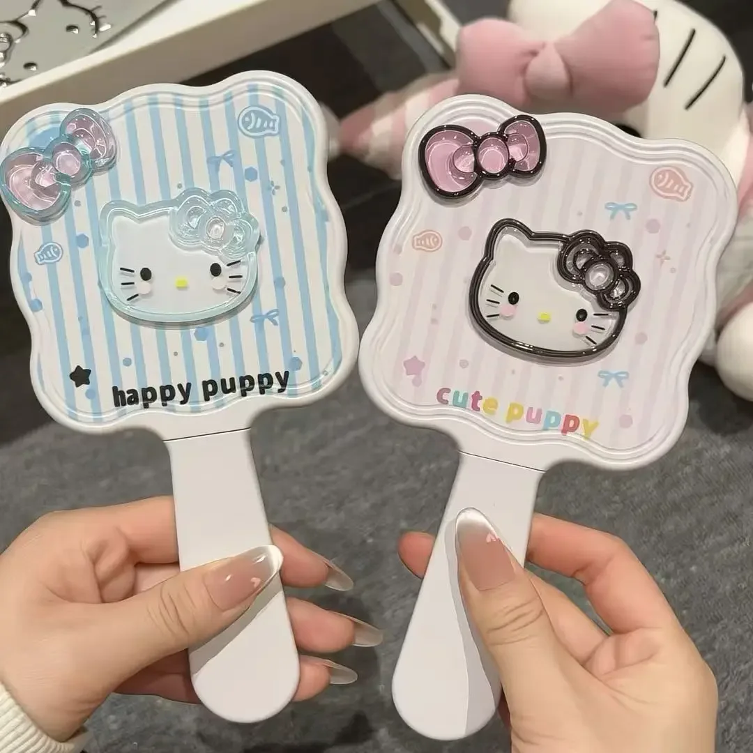 Hello Kitty Handle Mirror Cartoon Kt Cat Originality Mirror Comb Integrated Makeup Mirro Fashion Portable Makeup Mirror Gifts - view 2
