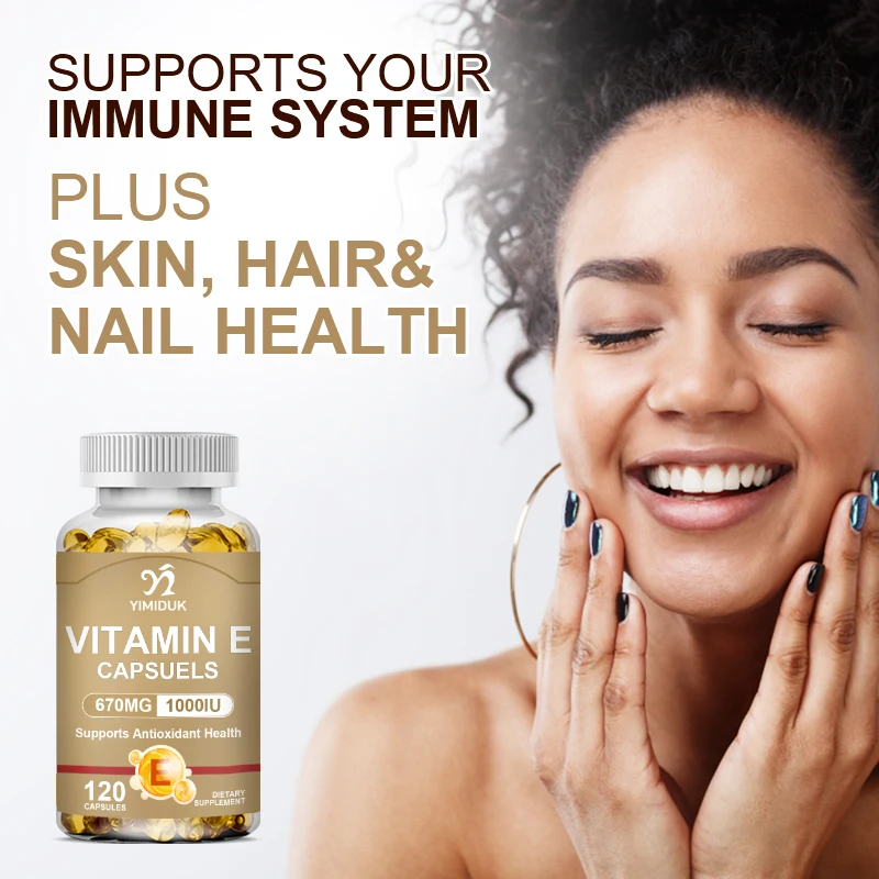 Vitamin E Capsules, Antioxidant Skin & Immune System Support Supplement for Healthy Skin Hair Nails Immune & Eye Health